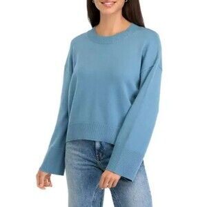 OLIVE + OAK Women's Striped Crew Neck Sweater Size L, Stormy Sea NWT